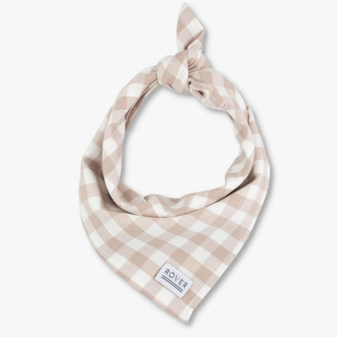 Tan Gingham Dog Bandana
